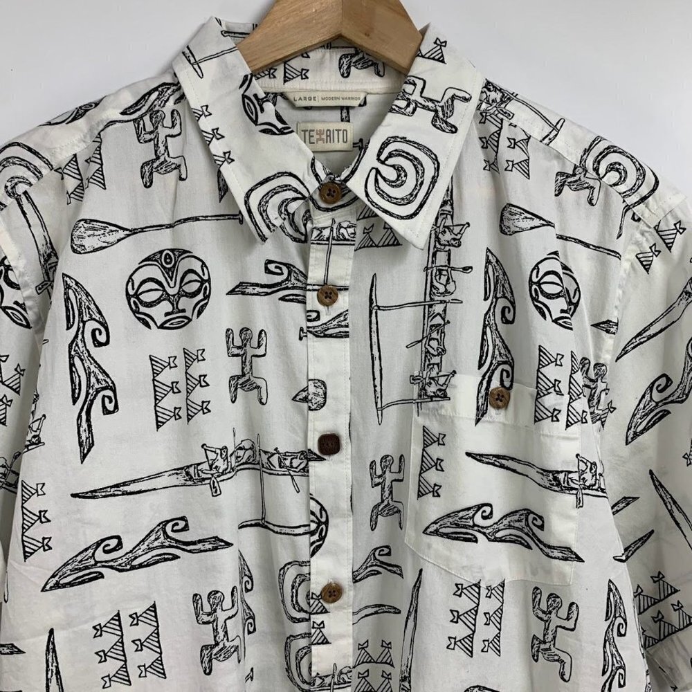 Texiato Men's Modern Warrior 100% Cotton Short Sleeve Button Up Shirt Size‎ L - Picture 4 of 11